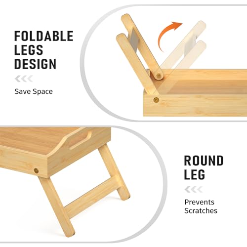 Bamboo Breakfast Bed Tray with Folding Legs D6004