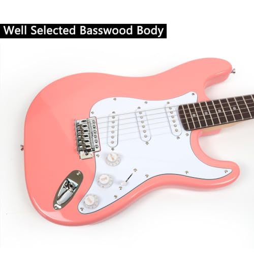 39 Inch Electric Guitar Basswood Body Maple Neck Rosewood Fretboard Gig Bag Pink X870