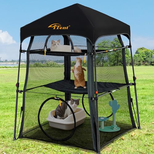 X-Large Catio Outdoor Cat Enclosure and Cat Tower Tent, 3-Tier Portable Foldable, Two Doors Z502328