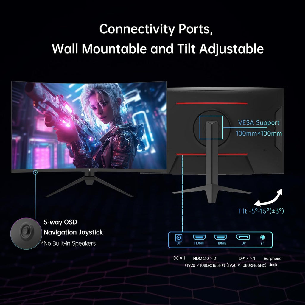 KTC 32 Inch FHD 1080p Curved Gaming Monitor 165Hz 1ms VA HDR10 F6629