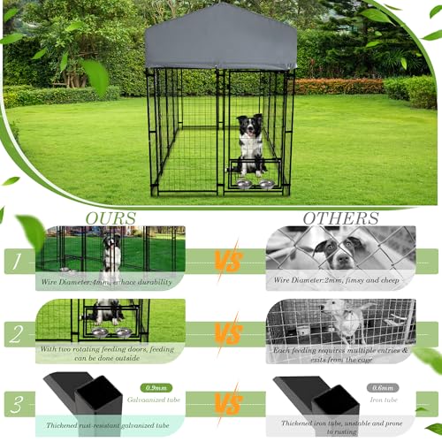 Grepatio 8x4x5.7 FT Outdoor Dog Kennel with Roof for Large Dogs O71733