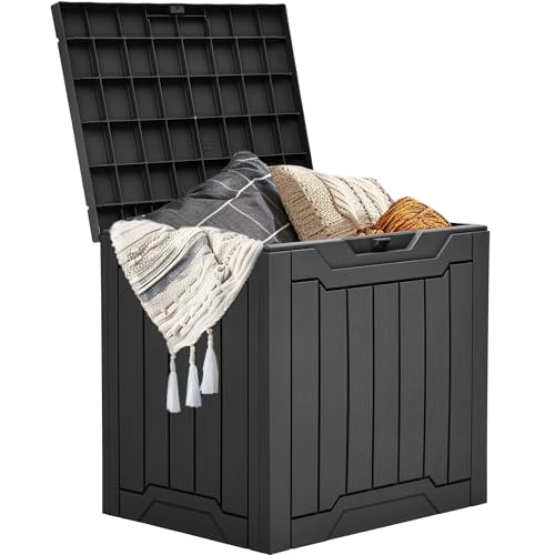 YITAHOME Outdoor Storage Box with Cushion, 120 Gallon, Lockable, Light Brown O374