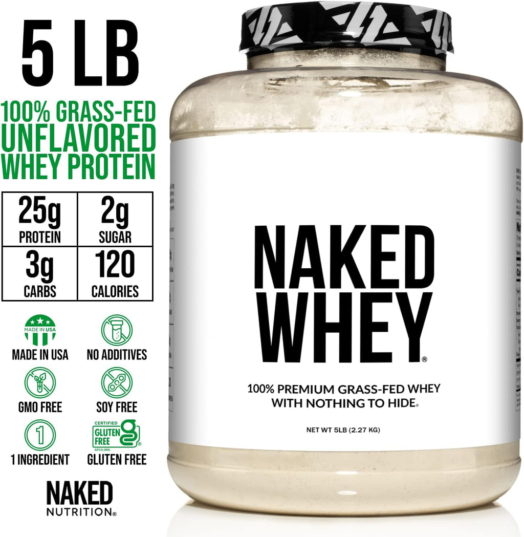 NAKED Soy Free Protein Bundle: 5LB Unflavored Whey and 2LB PB A50122