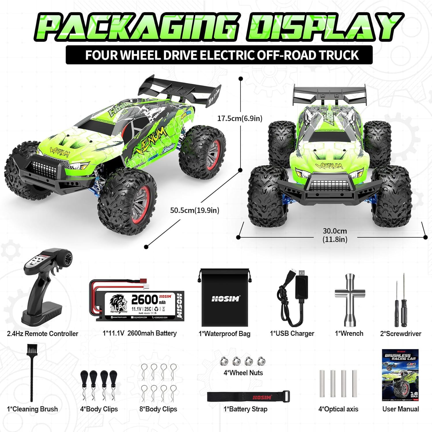 Hosim 1:8 RC Car for Adults 80+ KMH X377