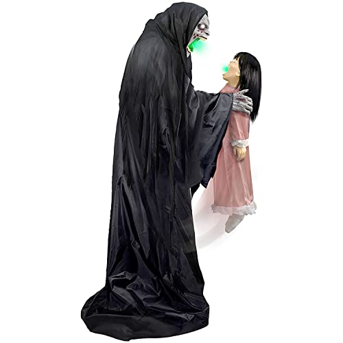 Haunted Hill Farm Soul Sucker Demon Reaper with Child by Tekky, Motion-Activated Halloween Animatronic Q202293