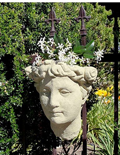 Garden Goddess Bust Wall-Mounted Head Planter 12-Inch Cast Stone Z613