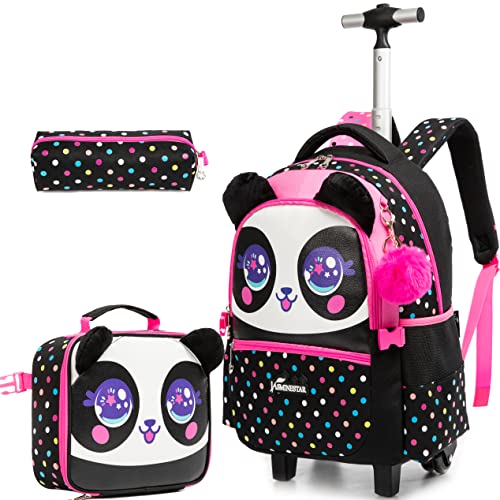 Rolling Backpack for Girls Kids Backpack with Wheels Roller Backpack with Wheels Set for Elementary Students Carry on Luggage Bookbag with Roller