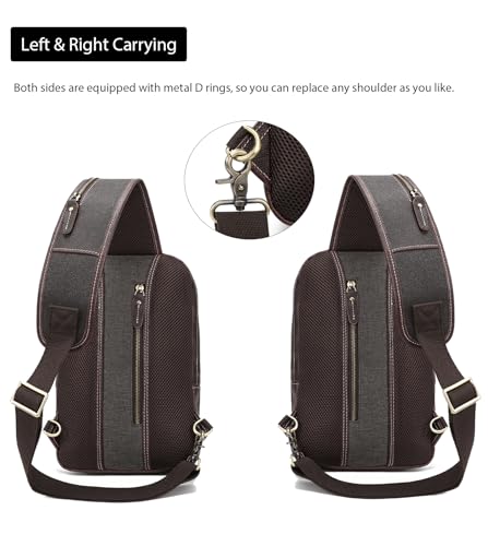 LANNSYNE Full Grain Leather Sling Bag for Men Crossbody Chest Daypack T245630