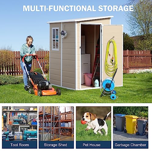 CDCASA 6x3 FT Waterproof Resin Outdoor Storage Shed with Floor and Lockable Doors Y56095