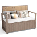 YITAHOME 90 Gallon Outdoor Wicker Storage Bench w/Cushion, Large PE Rattan Deck Storage Box w/Handles & Hydraulics for Patio Furniture, Cushions, Garden Tools, Pool & Sports Equipment, Black&Beige