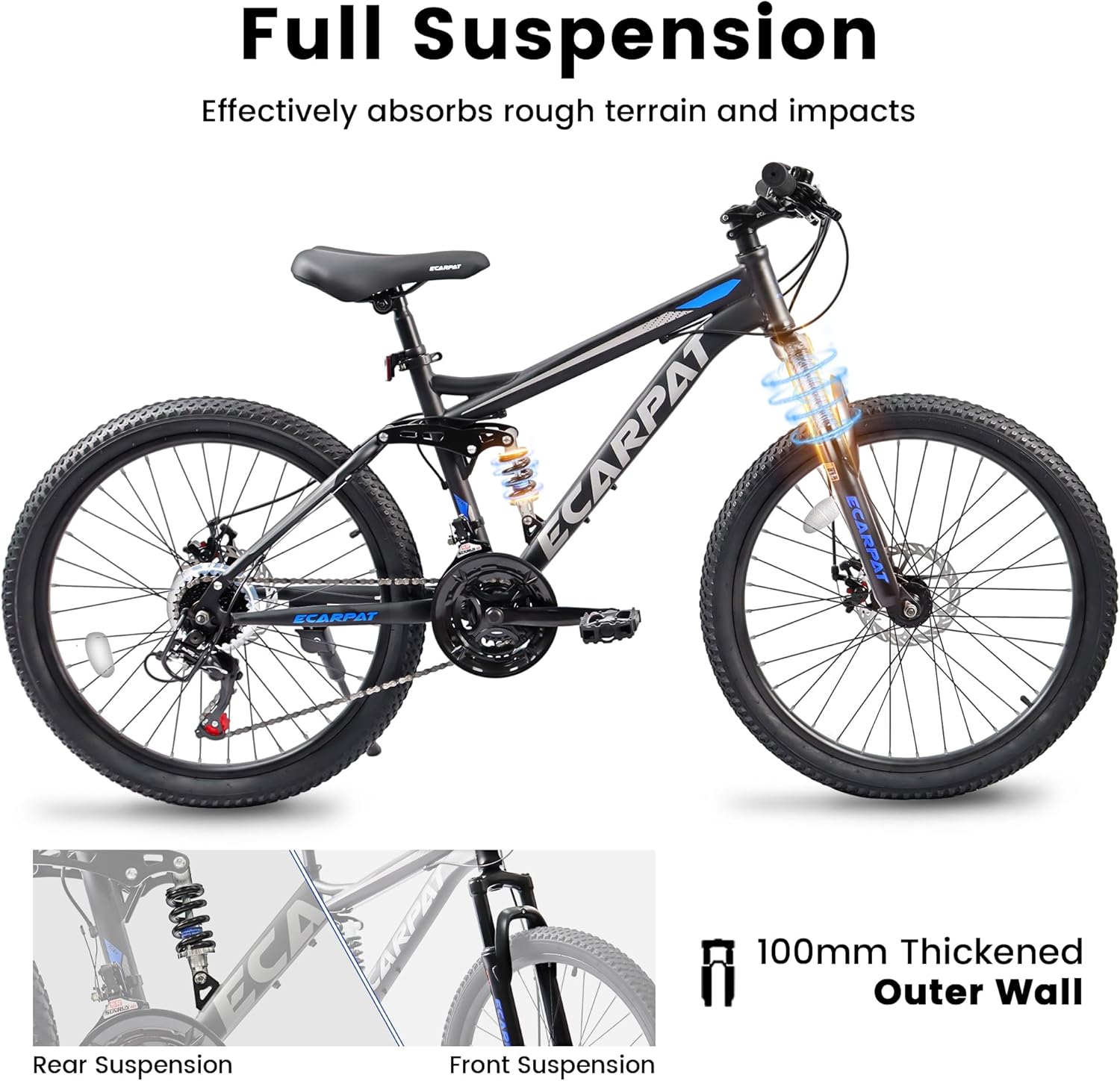 26 Inch Dual Suspension Mountain Bike, 21-Speed Disc Brake F100