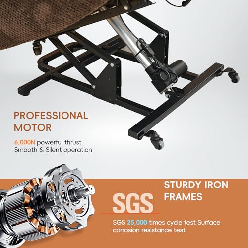 Dual Motor Power Lift Recliner with Massage and Heat, Brown S832