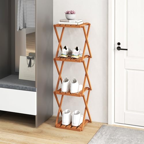 Giantex 4-Tier Foldable Wooden Plant Stand, No Assembly Required G68483