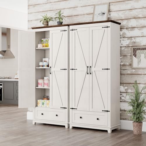 Farmhouse Kitchen Pantry Cabinet 72" Tall with Barn Doors X6136