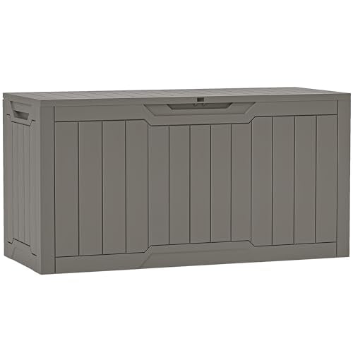 YITAHOME Outdoor Storage Box with Cushion, 120 Gallon, Lockable, Light Brown O374