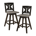 Lexiconhome Amsonia Wood 23.5-in KK-Back Swivel Counter Stool, Black Sand-Through