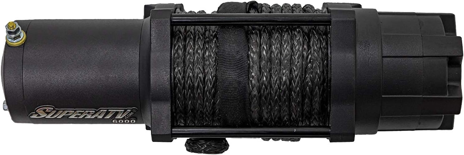 SuperATV Black Ops 6000 LB Winch Kit for UTV/ATV with 50' Synthetic Rope H83372