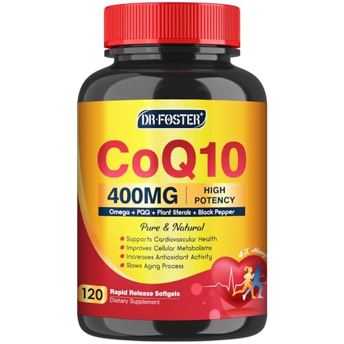 CoQ10 400mg SoftGels COQ10 - CQ10 Coenzyme Q10 Supplement, Plus PQQ, Omega 3, and Vitamin E, for Heart and Cellular Energy, 120 Servings