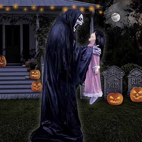 Haunted Hill Farm Soul Sucker Demon Reaper with Child by Tekky, Motion-Activated Halloween Animatronic Q202293