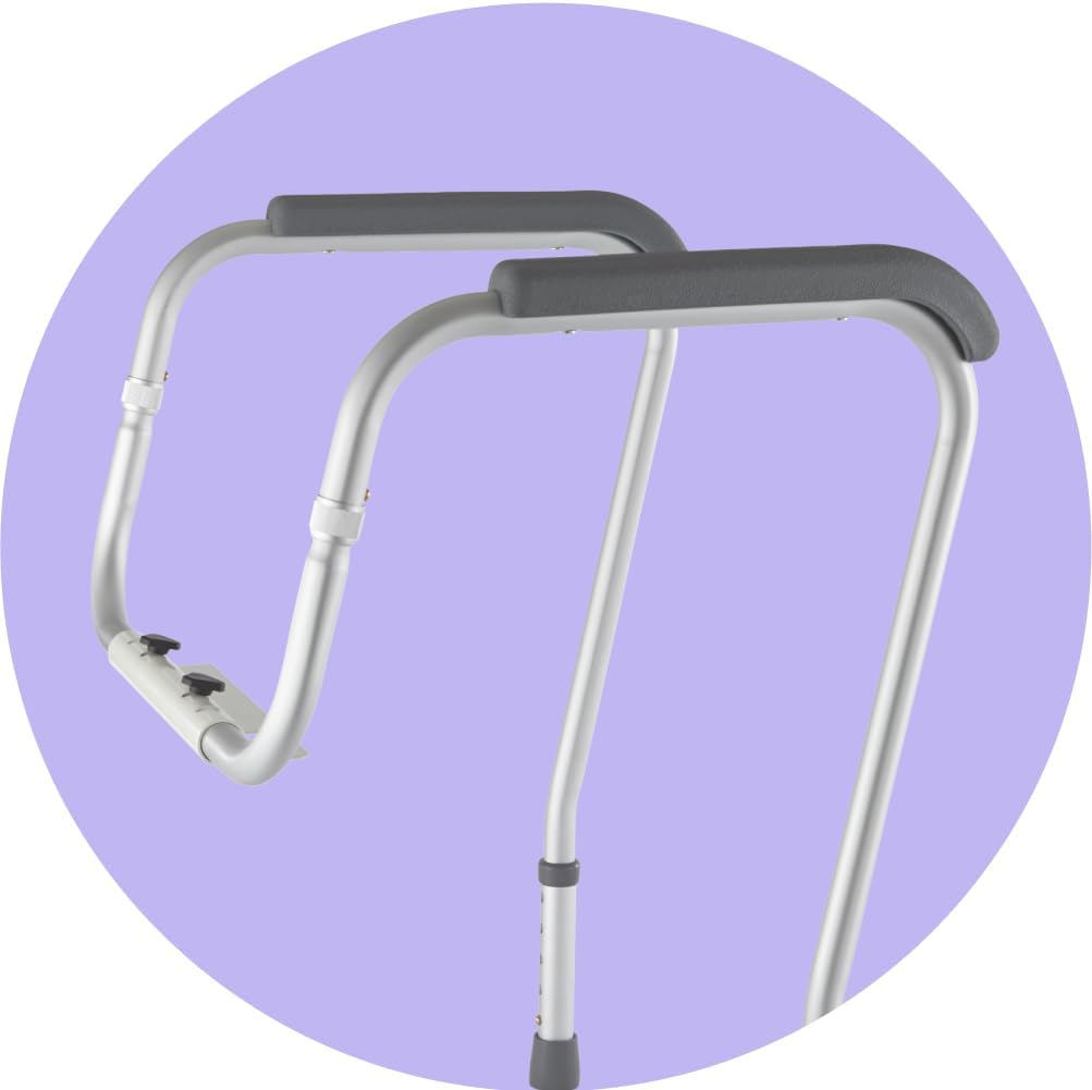 Medline Toilet Safety Rail for Seniors, Height Adjustable Bathroom Assist Frame with Armrests P937