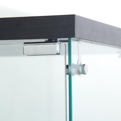 DADEA Glass Display Cabinet with Light and Lock, 4 Shelves, Black L18556