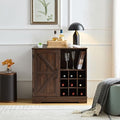 Dolonm Farmhouse Coffee Bar Cabinet Bar Cabinet with Wine Rack Barn Door Buffet Sideboard Cabinet with Drawer, Adjustable Storage Shelves, Living Room, Dining Room Gray Wash