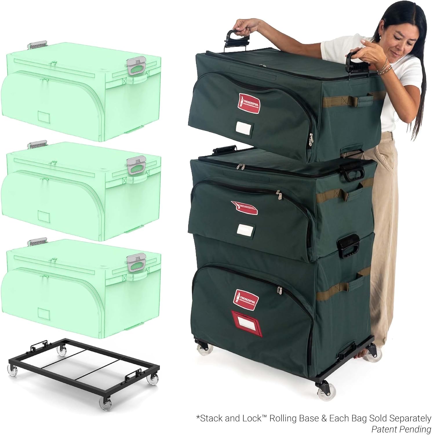 TreeKeeper Green Christmas Ornament Storage Box with Dividers, Holds 72 Ornaments K8261