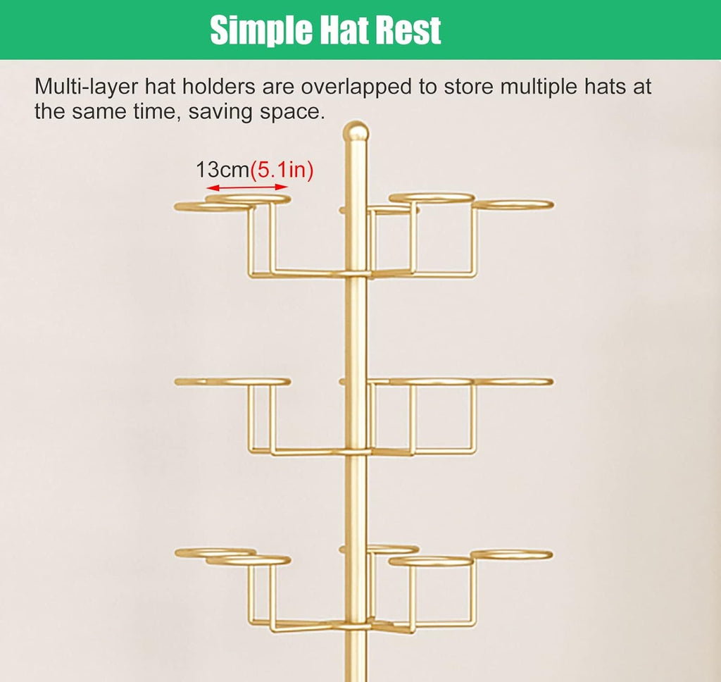 Modern Rotating Hat Display Rack with Wheels, 4 Tier, White N3380