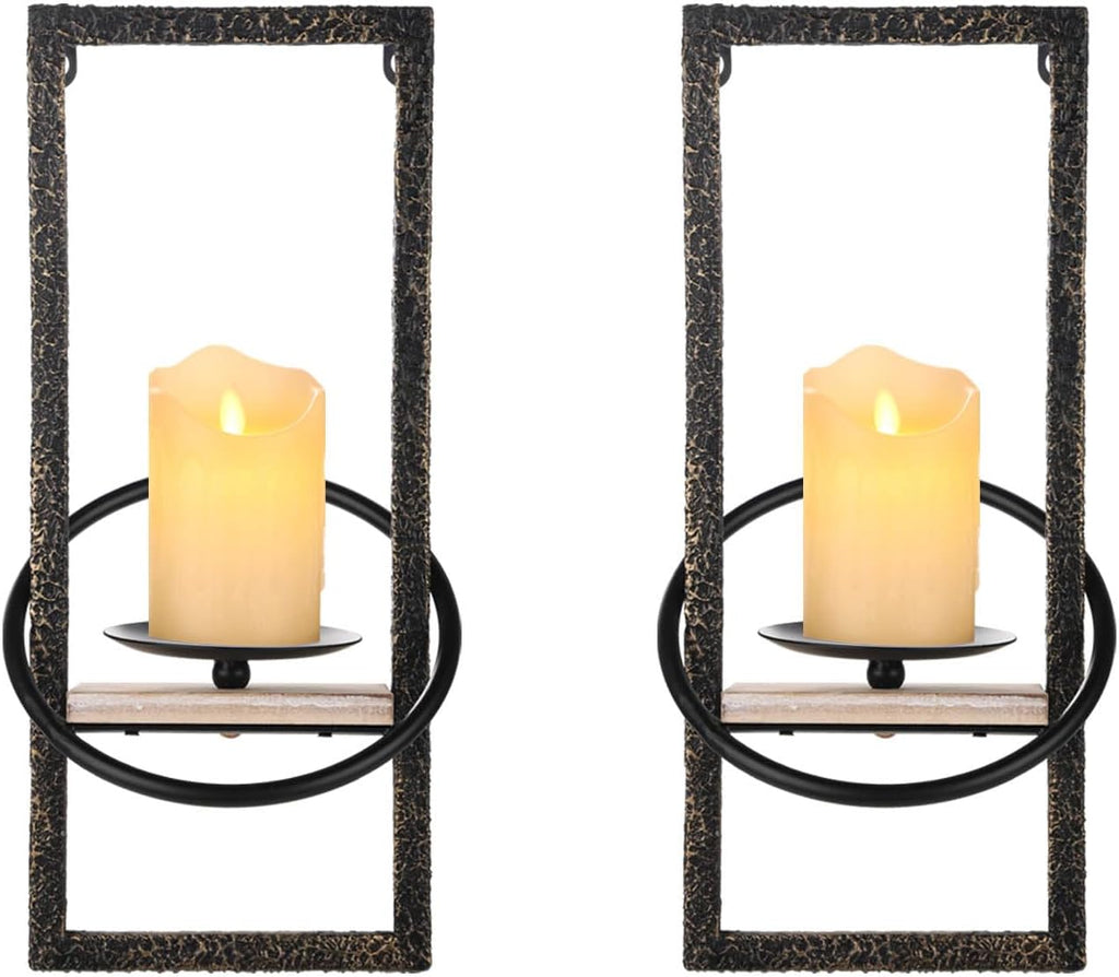 GAKA Wall Sconce Candle Holder Set of 2, Black Metal V2268