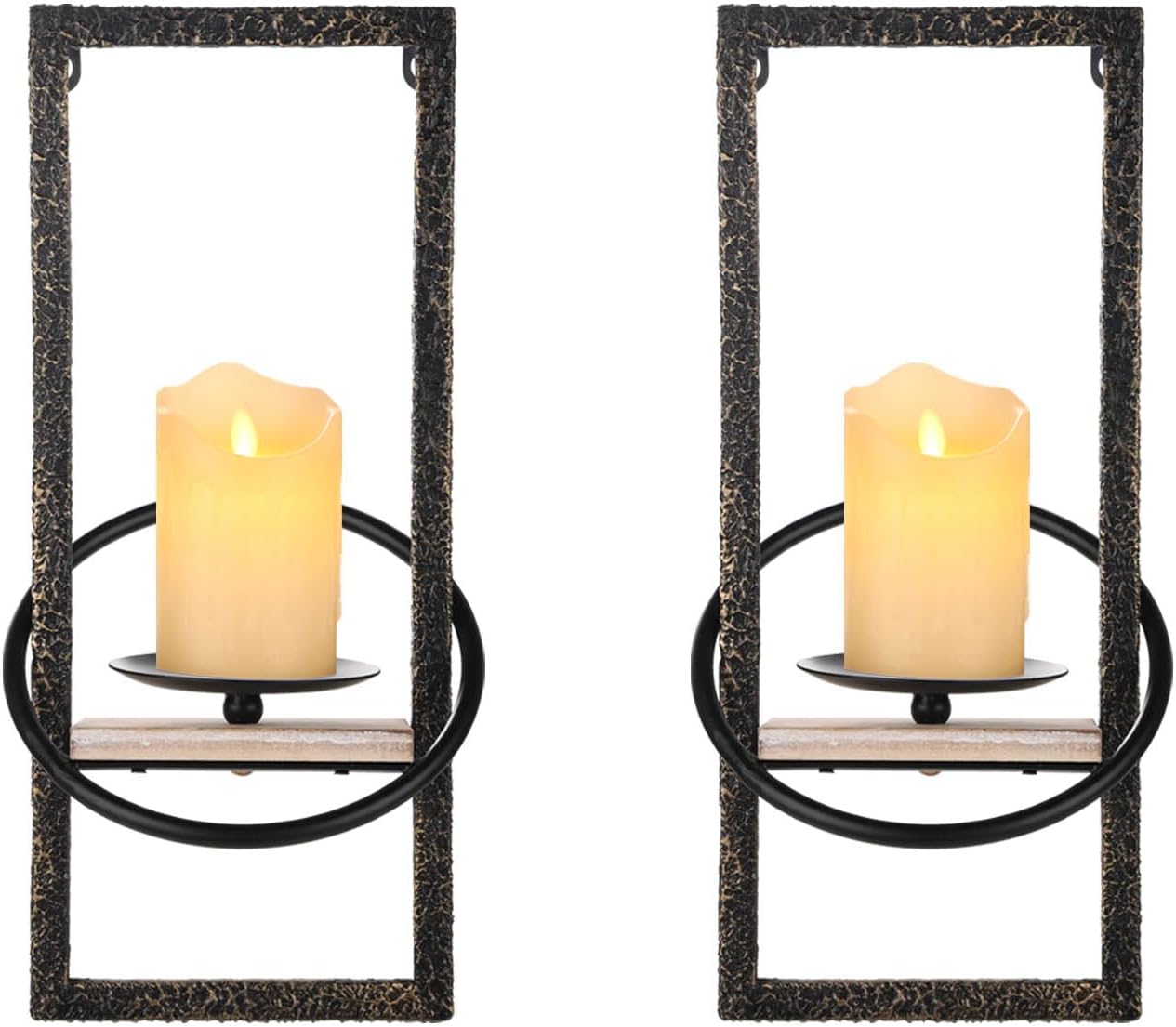 GAKA Wall Sconce Candle Holder Set of 2, Black Metal V2268