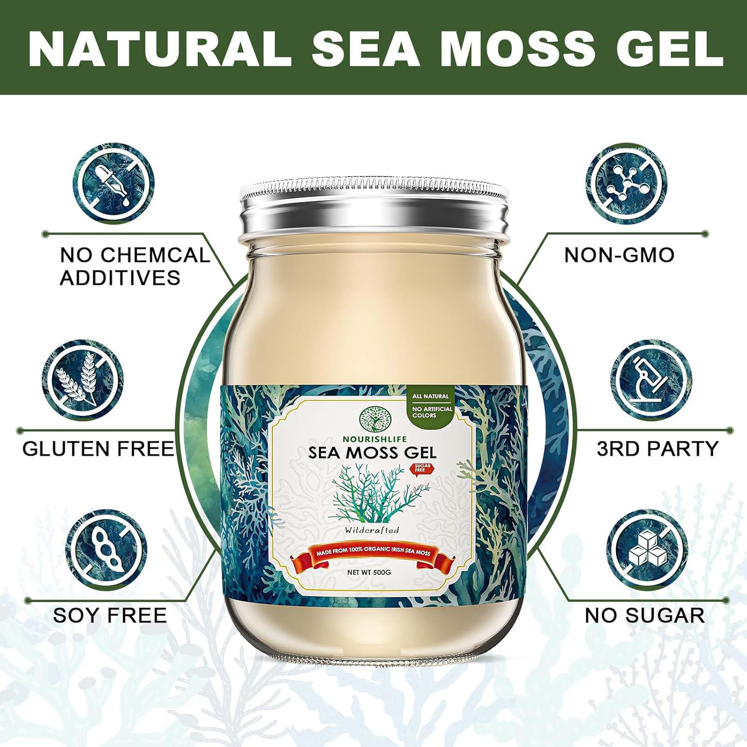 Natural Sea Moss Gel, 92 Minerals, Immune & Digestive Support, 18 oz J2516