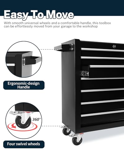 5-Drawer Rolling Tool Chest with Brake Casters, Black E95317