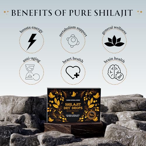Pure Shilajit Resin Dry Drops with Fulvic Acid & Trace Minerals, 60 Tablets O968084