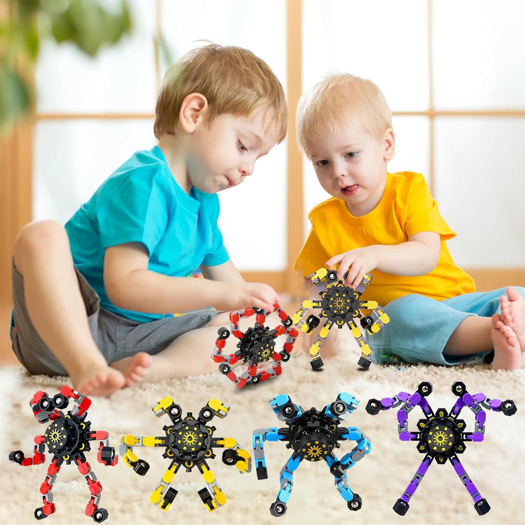 12Pcs Transformable Fidget Spinners for Kids & Adults, DIY Robot Fingertip Toys Q64740
