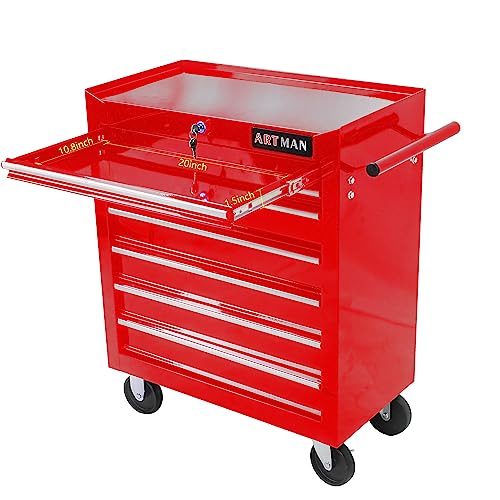 5-Drawer Rolling Tool Cart with Wheels, Black V51953