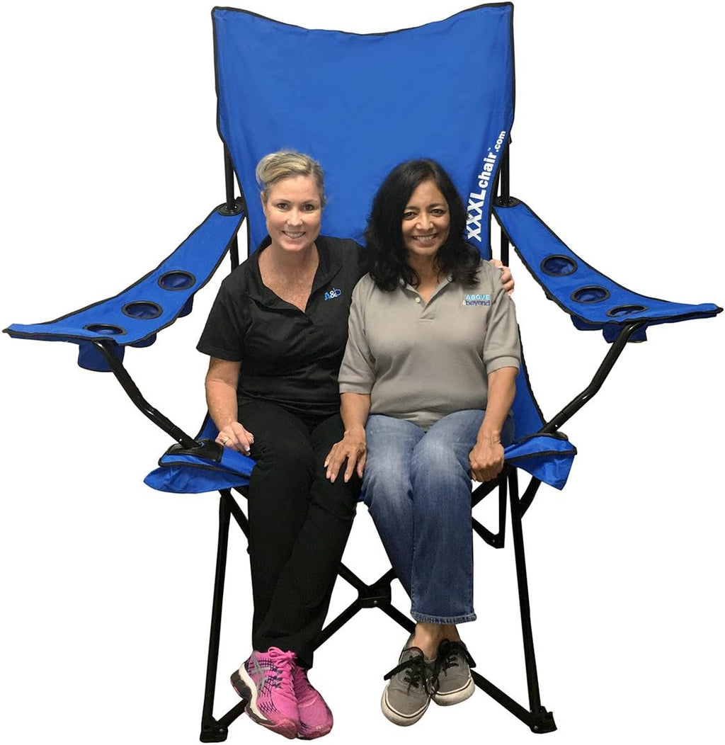 Giant Oversized Big Portable Folding Camping Beach Outdoor Chair with 6 Cup Holders! Fold Compact into Carry Bag!