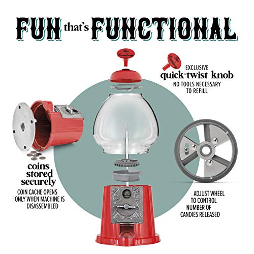 The Candery Gumball Machine 15 Inch Candy Dispenser with Stand, Aluminum Frame, 2lbs Gumballs C77090