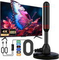 Digital HDTV Antenna - Powerful Magnetic Base - Coaxial Cable/AC Adapter - 60+ Mile Signal Reception Range - Indoor or Outdoor HDTV Antenna Support 4K 8K 1080P All TV's