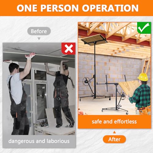 Drywall Lift 11FT, 150LBS Heavy Duty Panel Hoist, 360° Adjustable V716