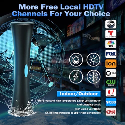 TV Antenna for Smart TV, 920+ Miles Range, Indoor Outdoor, 4K 8K HD with Amplifier K9560