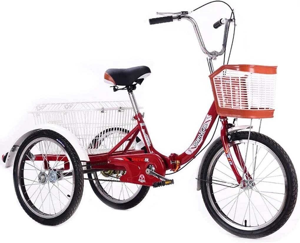 Adult Tricycle - 3 Wheel Bikes for Adults Shopping 20 Inch Adult Tricycles Seniors 3 Wheel Bikes Single Speed Trike with Large Size Basket for Recreation Shopping Exercise Men Women