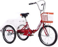 Adult Tricycle - 3 Wheel Bikes for Adults Shopping 20 Inch Adult Tricycles Seniors 3 Wheel Bikes Single Speed Trike with Large Size Basket for Recreation Shopping Exercise Men Women