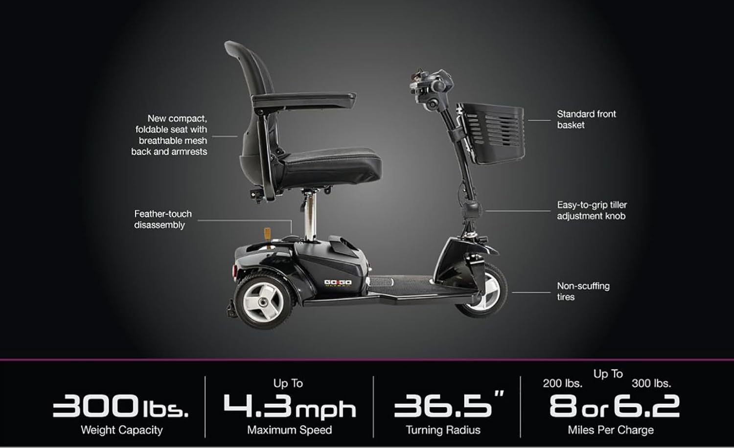 Pride Go Go Ultra X 3-Wheel Mobility Scooter with 5-Year Warranty S65258