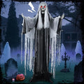 LETIME 5 FT Witch Animatronic Halloween Decorations with Sound Activation and Glowing Red Eyes Life Size Scary Standing Witch Halloween Decorations Outdoor Animatronics