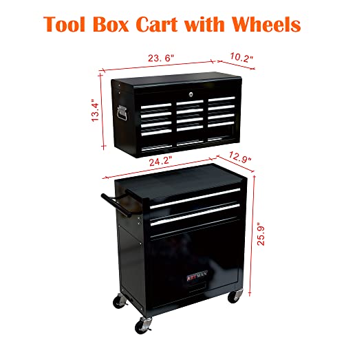 5-Drawer Rolling Tool Cart with Wheels, Black V51953