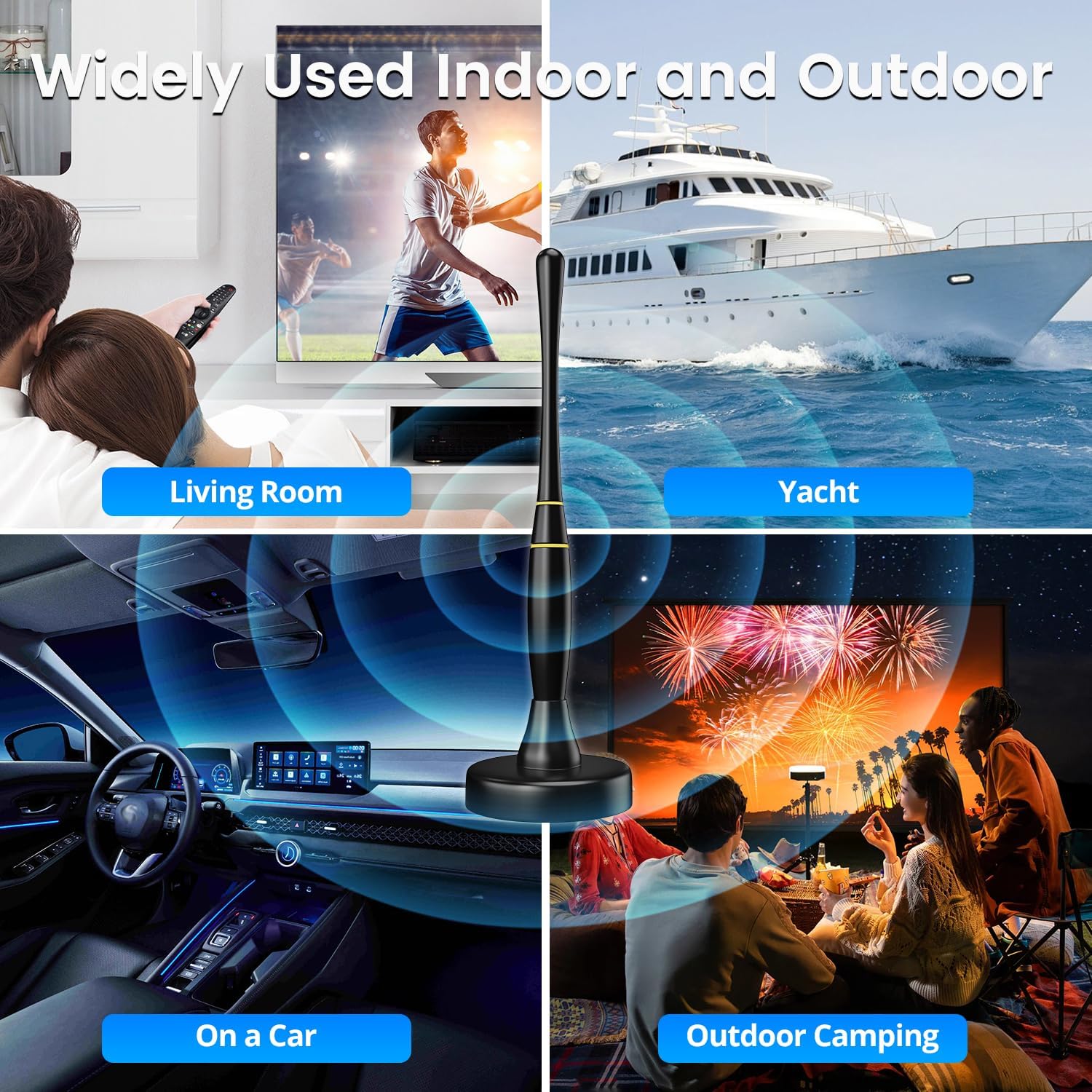 Vassink TV Antenna Indoor for Smart TV 4K HDTV, 380 Miles Range with 16.5FT Coax Cable S65536