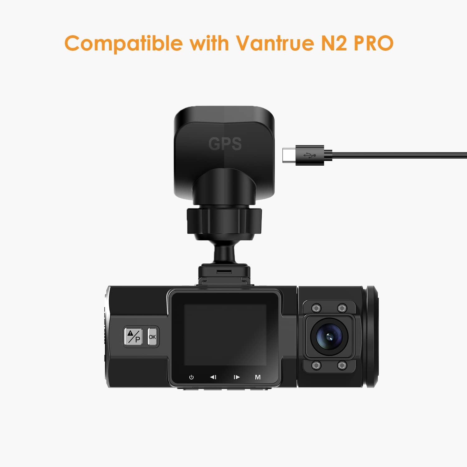 VANTRUE N2 Pro Dash Cam GPS Receiver Module Type C USB Adhesive Mount D777
