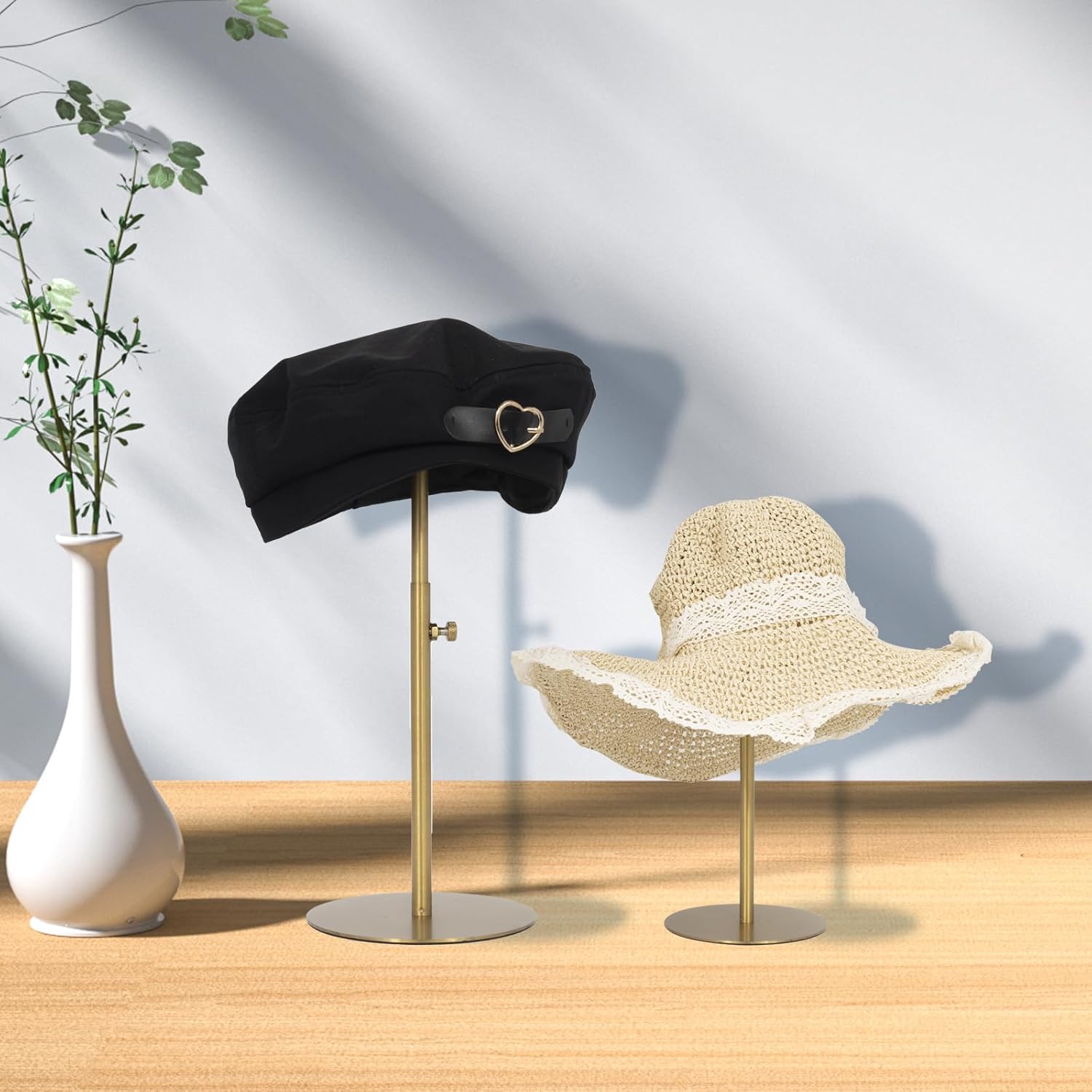 Hat Display Stand 2PCS Stainless Steel Adjustable Height Cap Rack Z27353