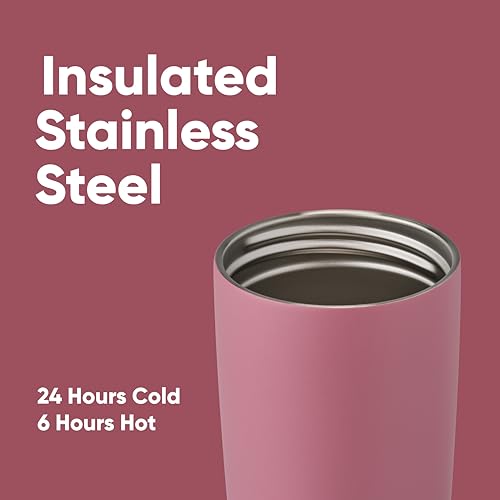 Owala SmoothSip Slider Insulated Stainless Steel Coffee Tumbler 12 oz, Purple/Pink U37182