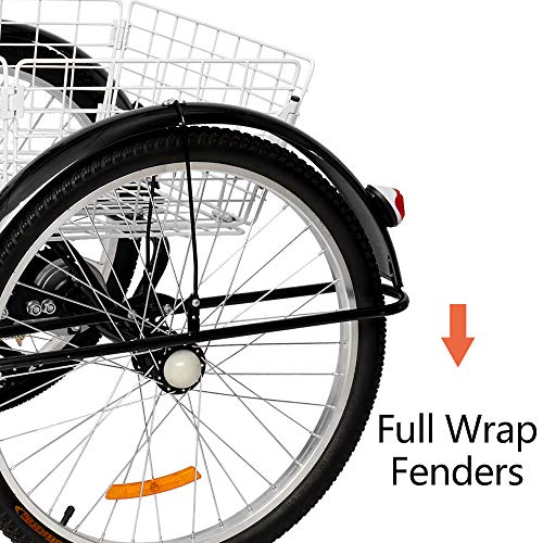 PEXMOR Adult Tricycle 26 Inch 7 Speed 3 Wheel Bike for Adults Q25739
